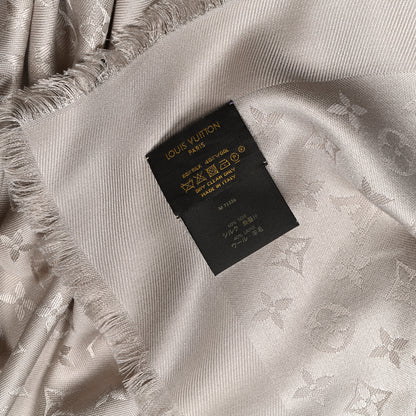 Louis Vuitton Silk Wool Monogram Shawl Greige 3 of 4
