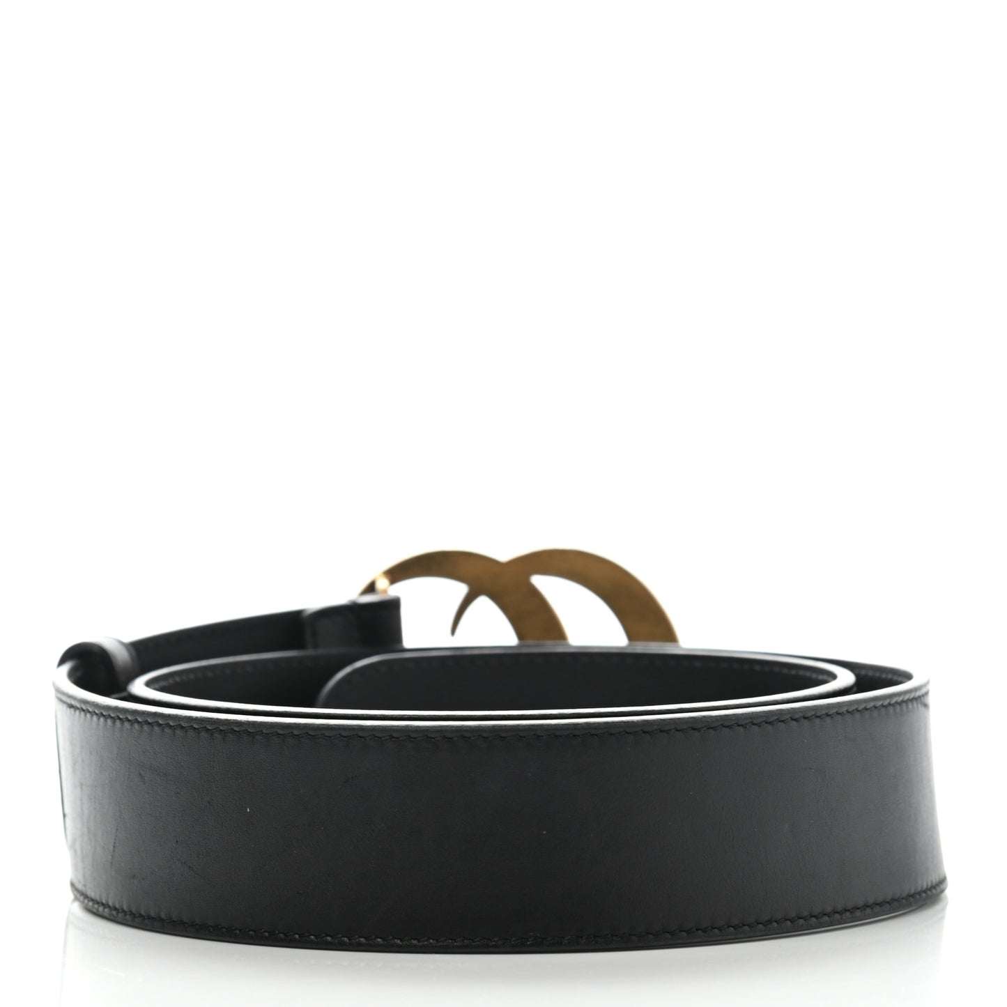 Moon Calfskin Pearl Double G 40mm Belt 80 32 Black Cream