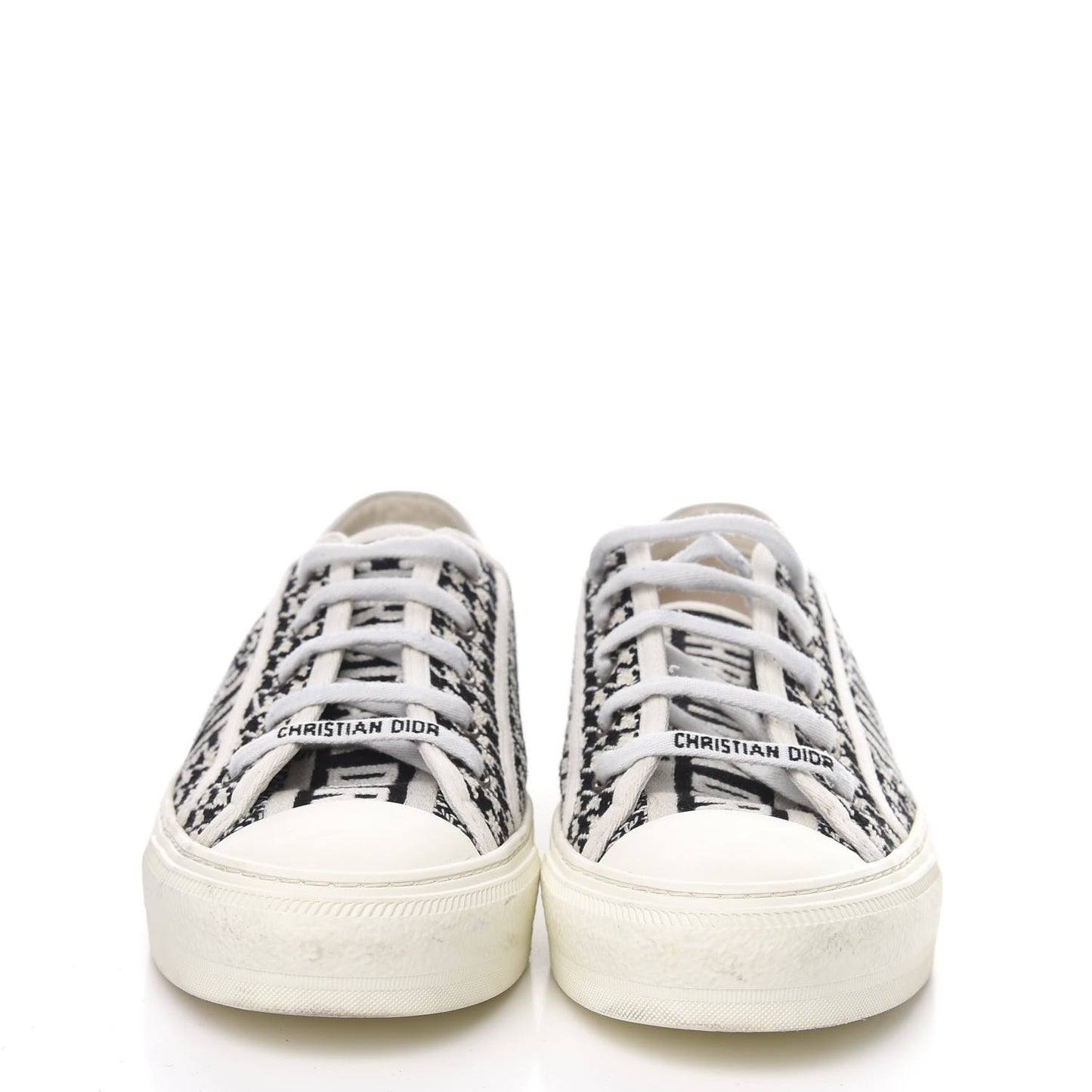 Canvas Houndstooth 30 Montaigne Embroidered Womens Walk'N'Dior Low Top Sneakers 39.5 Black White