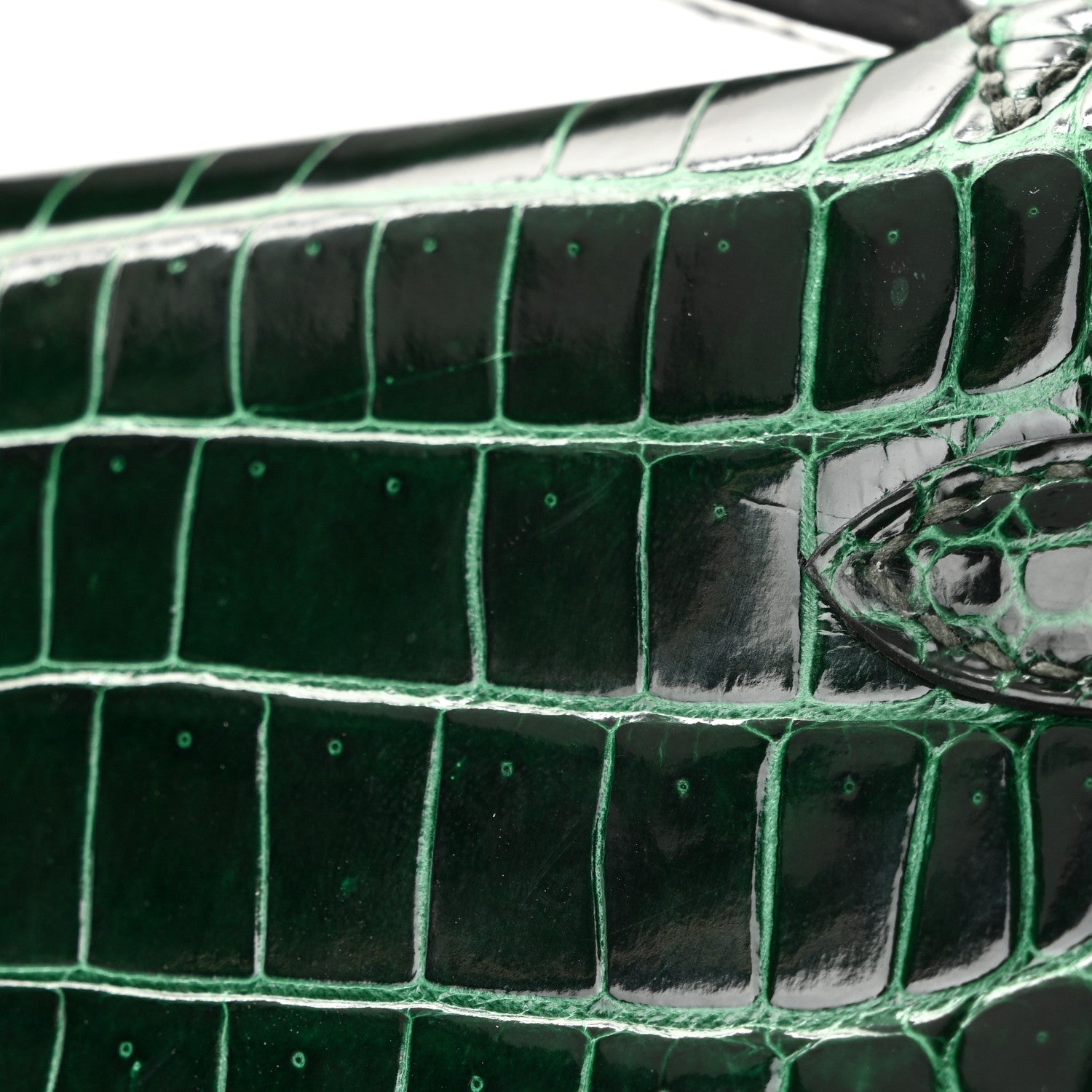 Hermes Shiny Porosus Crocodile Kelly Pochette Vert Cypress 12 of 19