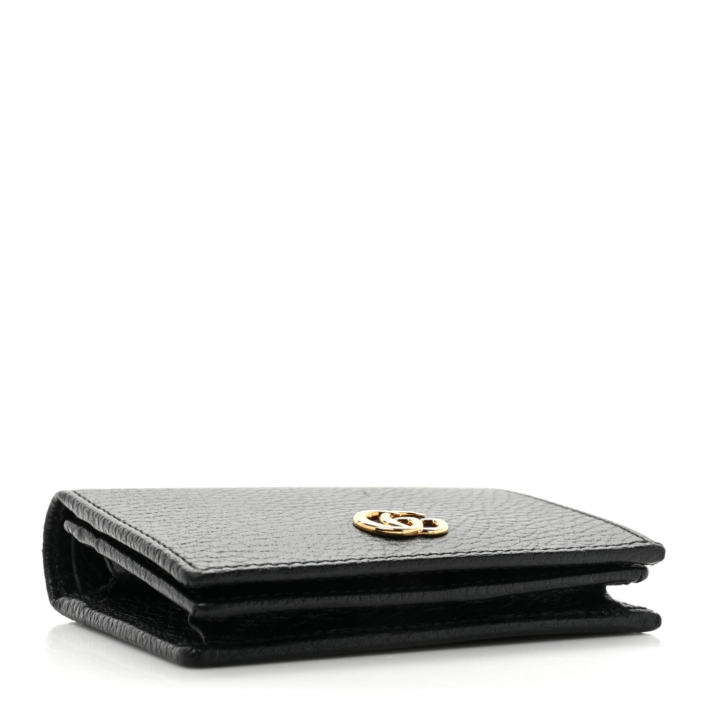 Pebbled Calfskin GG Marmont Card Case Black