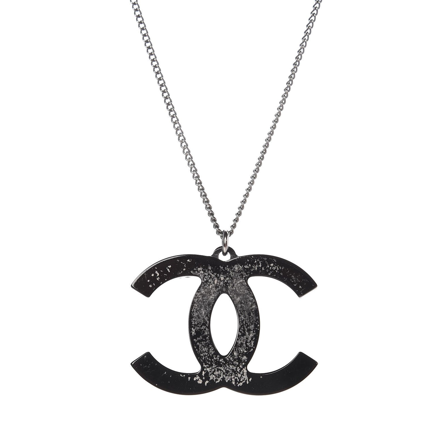 Crystal Resin CC Pendant Necklace Black