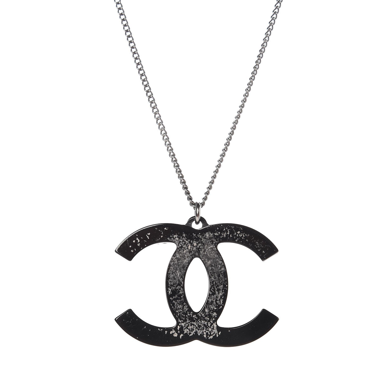Chanel Crystal Resin CC Pendant Necklace Black 5 of 6