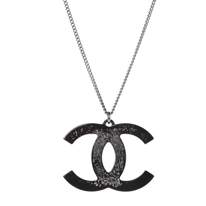 Chanel Crystal Resin CC Pendant Necklace Black 5 of 6