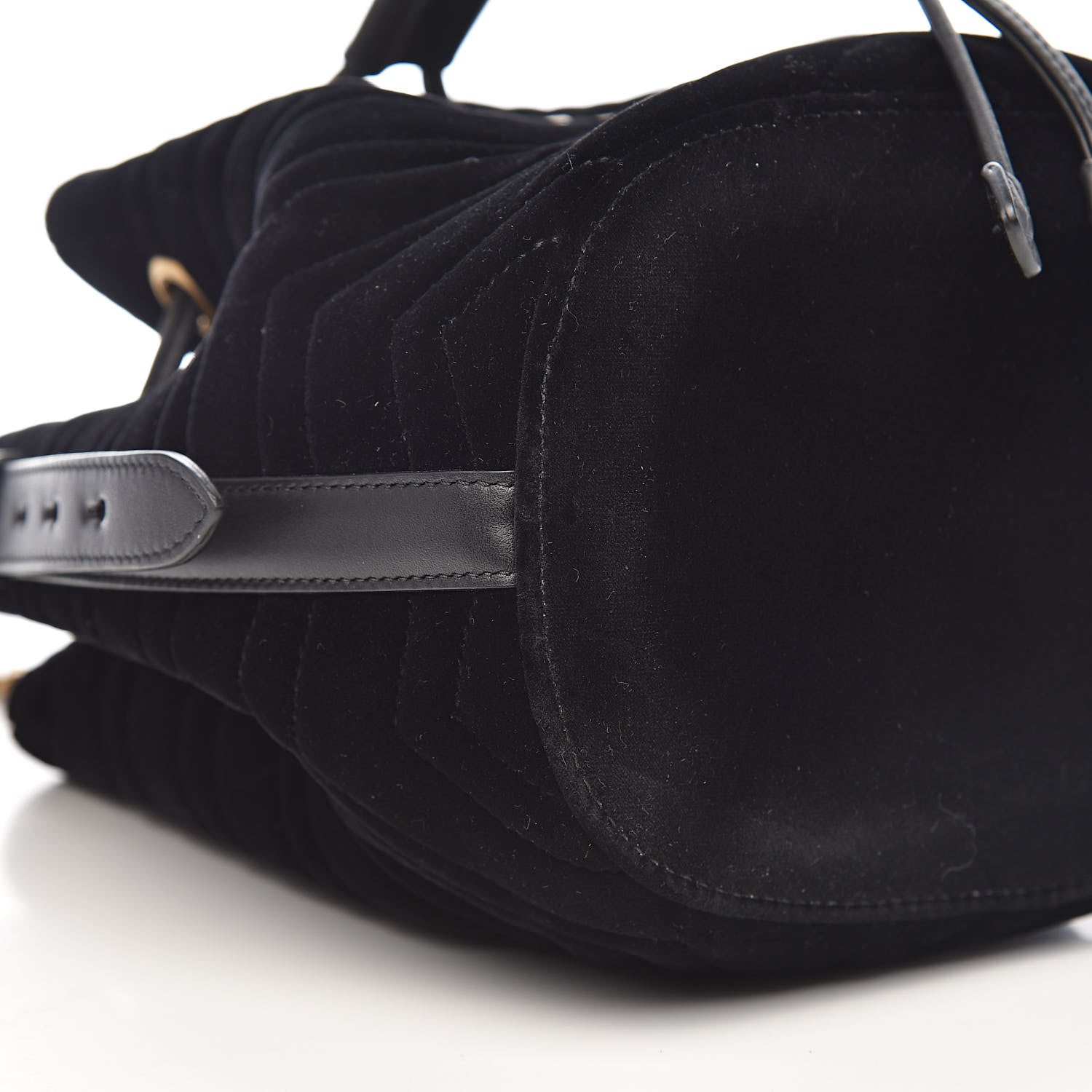 Gucci Velvet Matelasse GG Marmont Bucket Bag Black 8 of 10