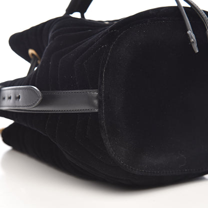 Gucci Velvet Matelasse GG Marmont Bucket Bag Black 8 of 10