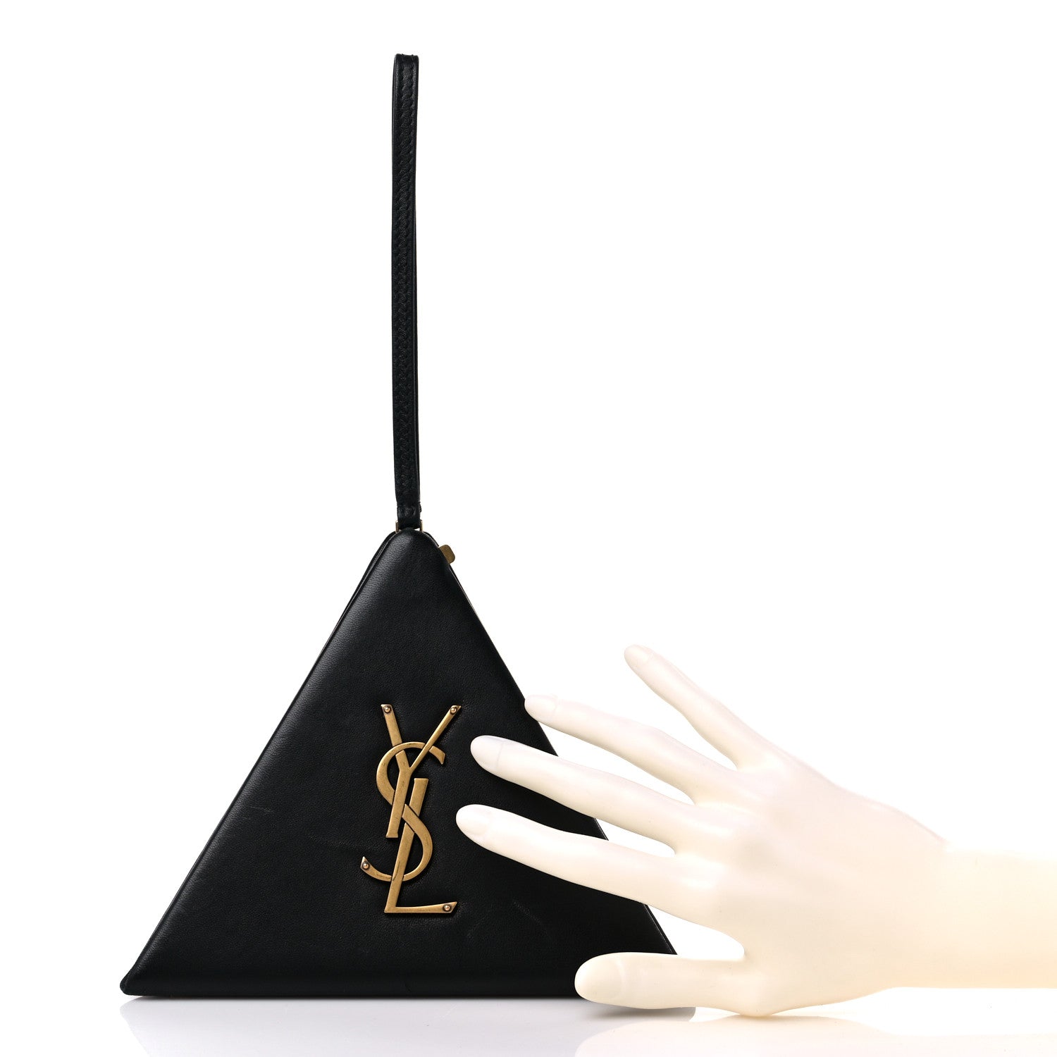 Saint Laurent Lambskin Pyramid Clutch Black 2 of 12