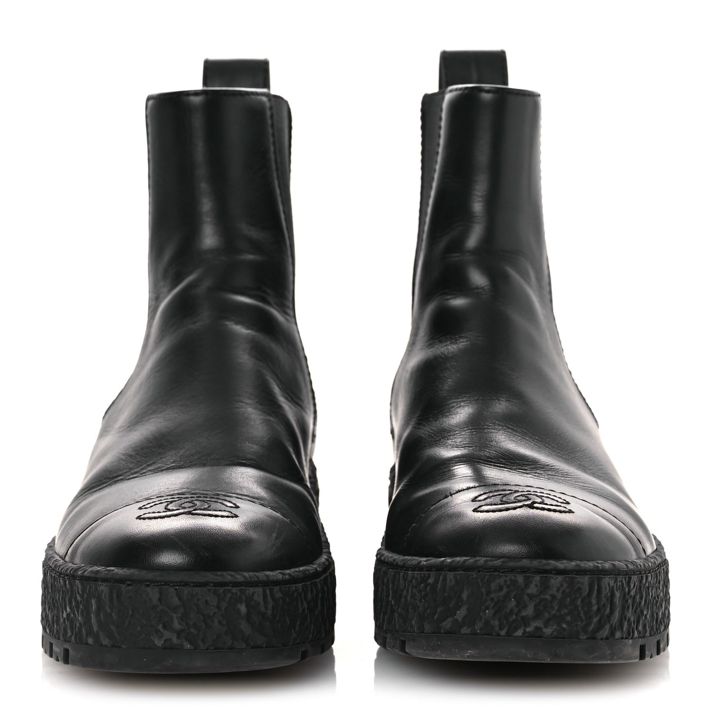 Calfskin Cap Toe CC Ankle Boots 38 Black