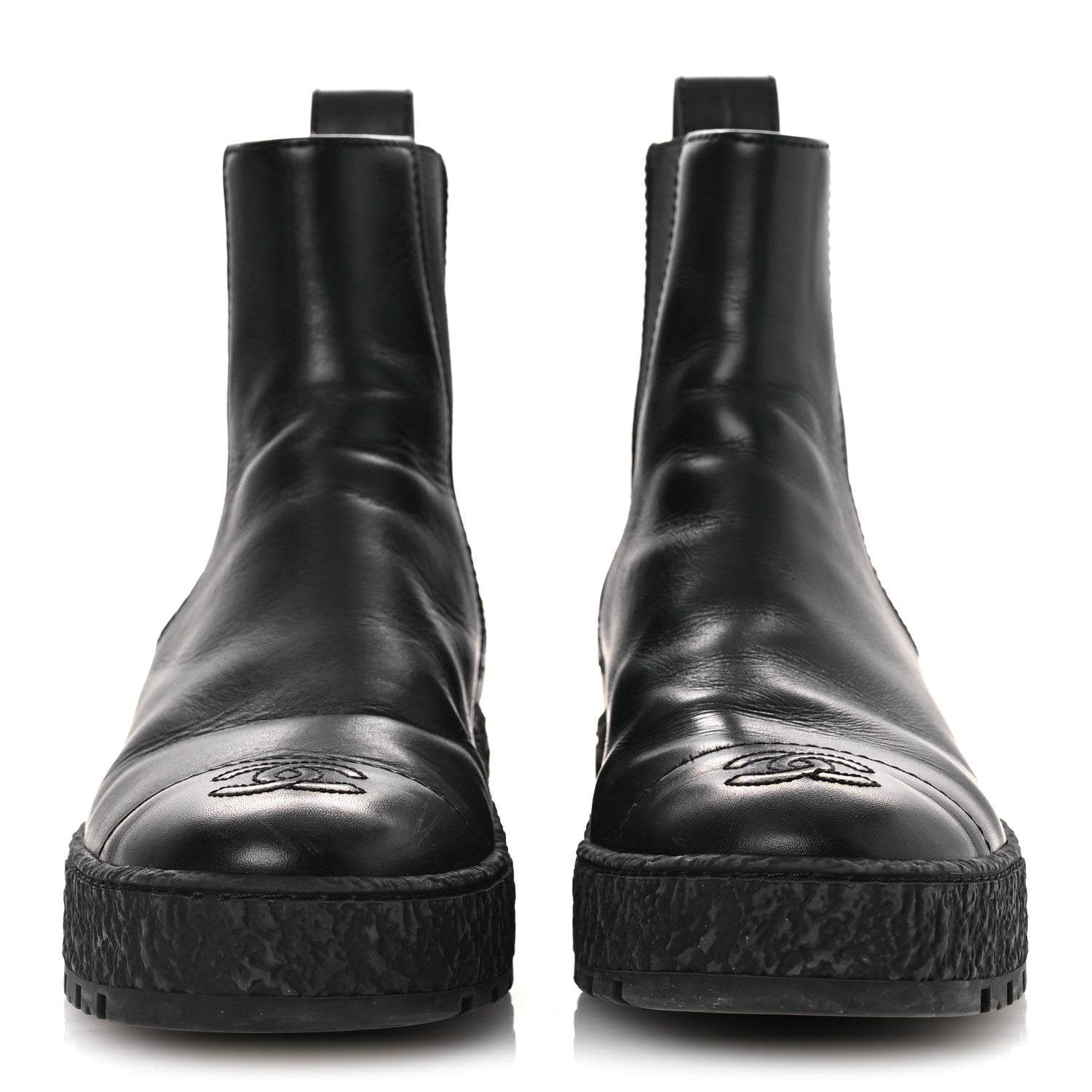 Chanel Calfskin Cap Toe CC Ankle Boots 38 Black 3 of 12