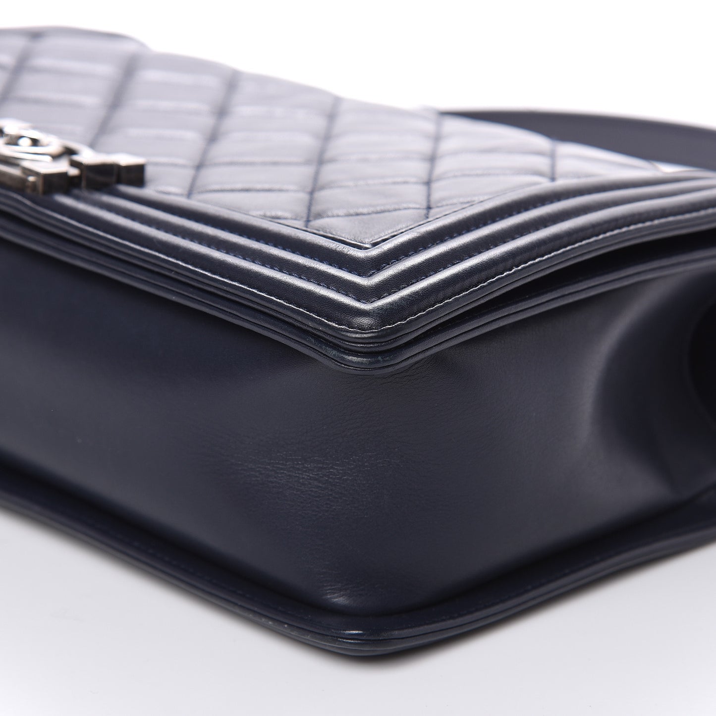Calfskin Quilted New Medium Boy Flap Dark Navy Blue