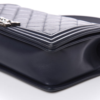 Chanel Calfskin Quilted New Medium Boy Flap Dark Navy Blue 9 of 17