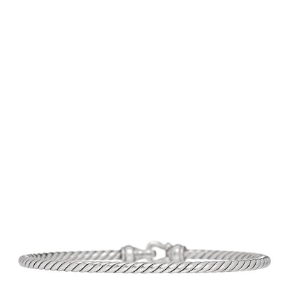 David Yurman Sterling Silver Diamond 3mm Cable Buckle Bracelet 2 of 3