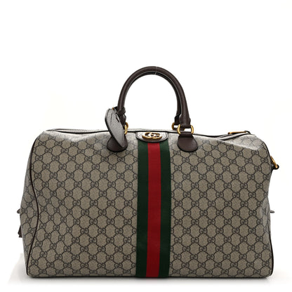 Gucci GG Supreme Monogram Textured Dollar Calfskin Web Medium Ophidia Carry-On Duffle Bag Beige Ebony New Acero 1 of 10