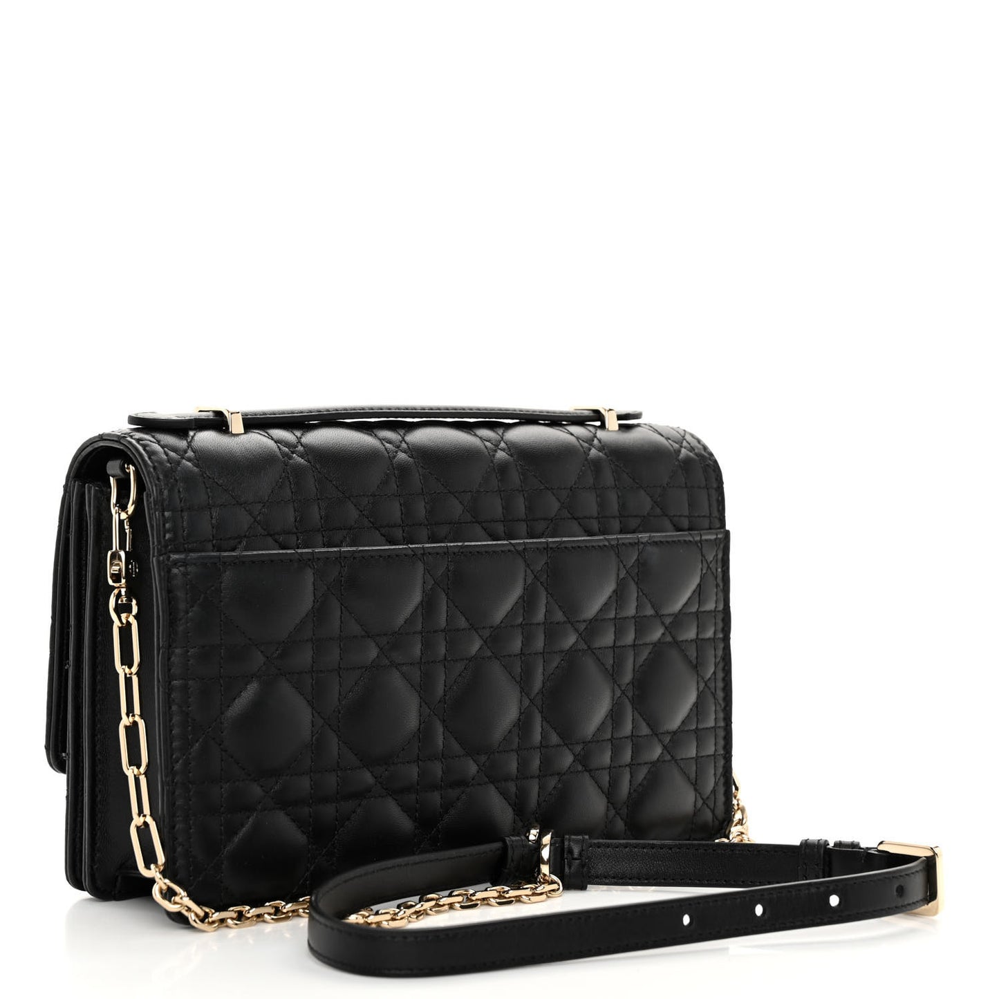 CHRISTIAN DIOR Lambskin Cannage Miss Dior Chain Pouch Black