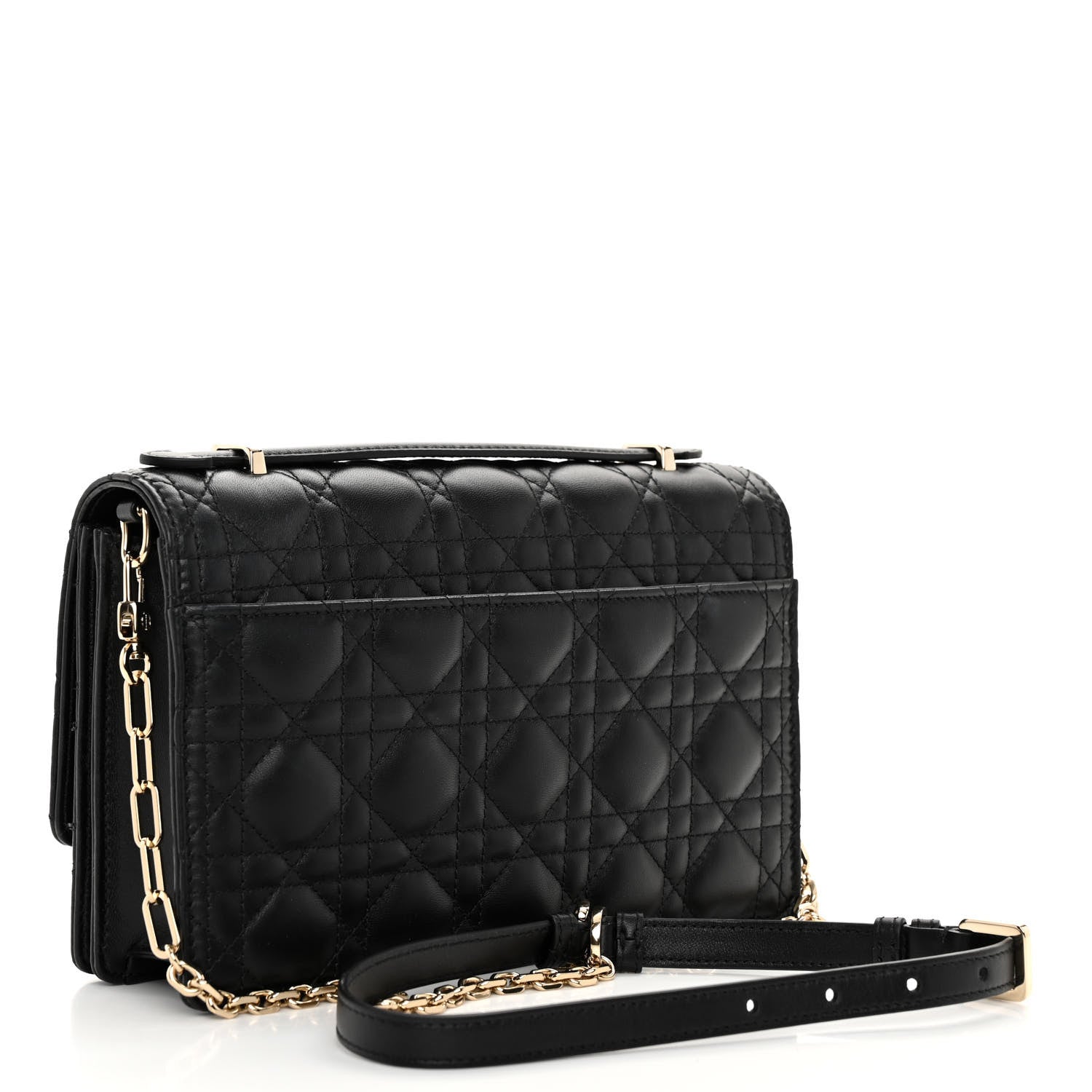 Christian Dior CHRISTIAN DIOR Lambskin Cannage Miss Dior Chain Pouch Black 3 of 9