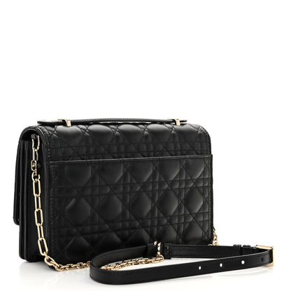 Christian Dior CHRISTIAN DIOR Lambskin Cannage Miss Dior Chain Pouch Black 3 of 9