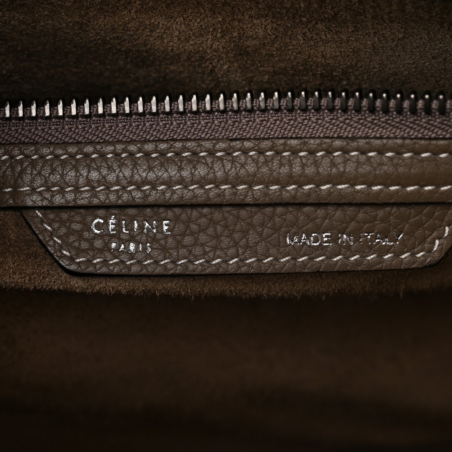 Celine Drummed Calfskin Mini Luggage Souris 6 of 15