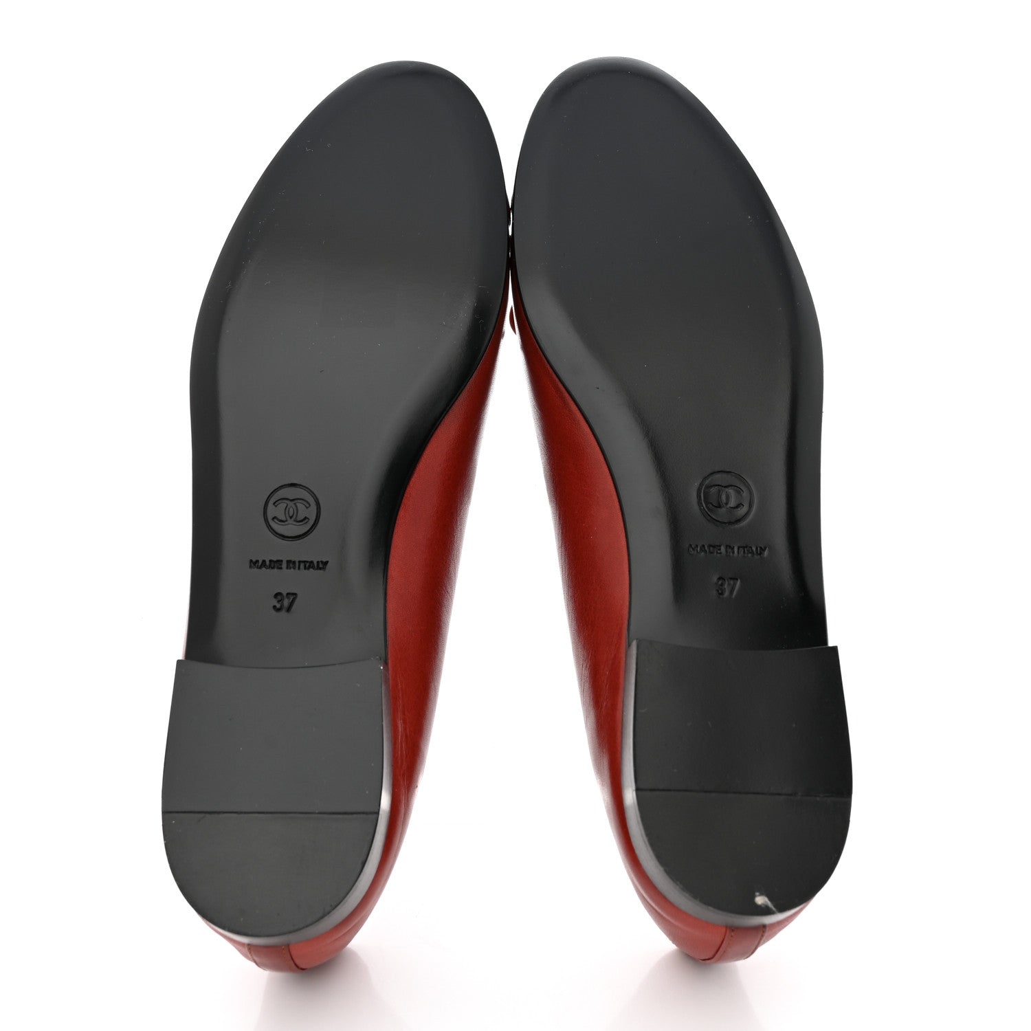 Chanel Lambskin Cap Toe Ballerina Flats 37 Red 5 of 8