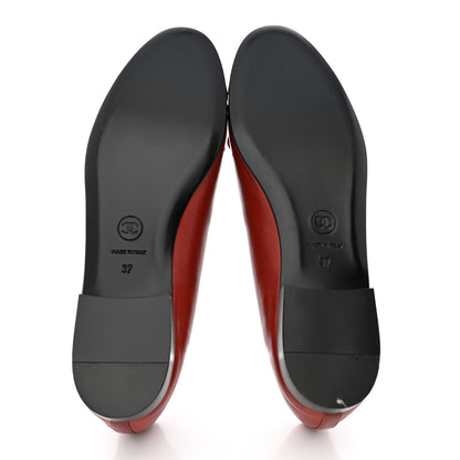 Chanel Lambskin Cap Toe Ballerina Flats 37 Red 5 of 8