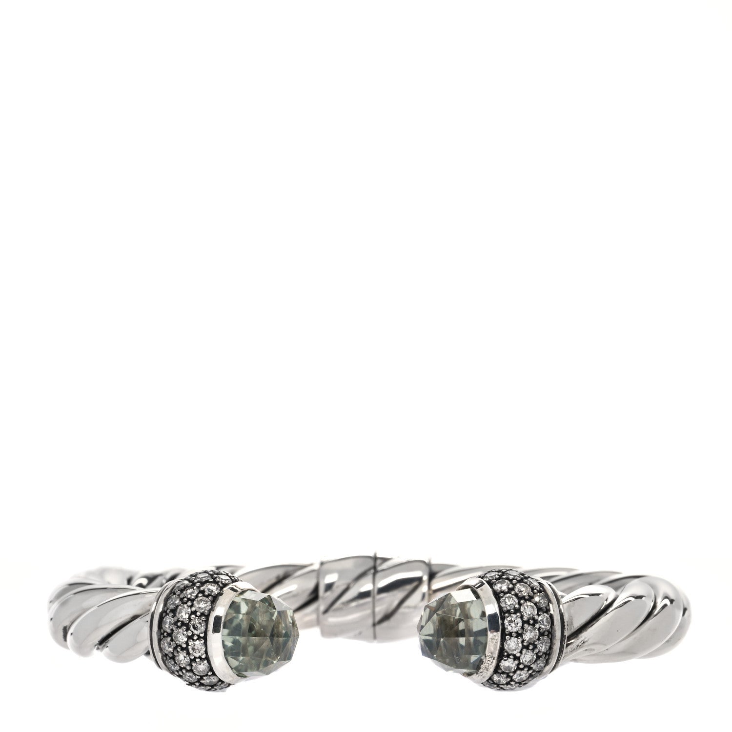 David Yurman Sterling Silver Diamond Prasiolite 10mm Moonlight Ice Bracelet 1 of 5
