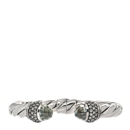 David Yurman Sterling Silver Diamond Prasiolite 10mm Moonlight Ice Bracelet 1 of 5