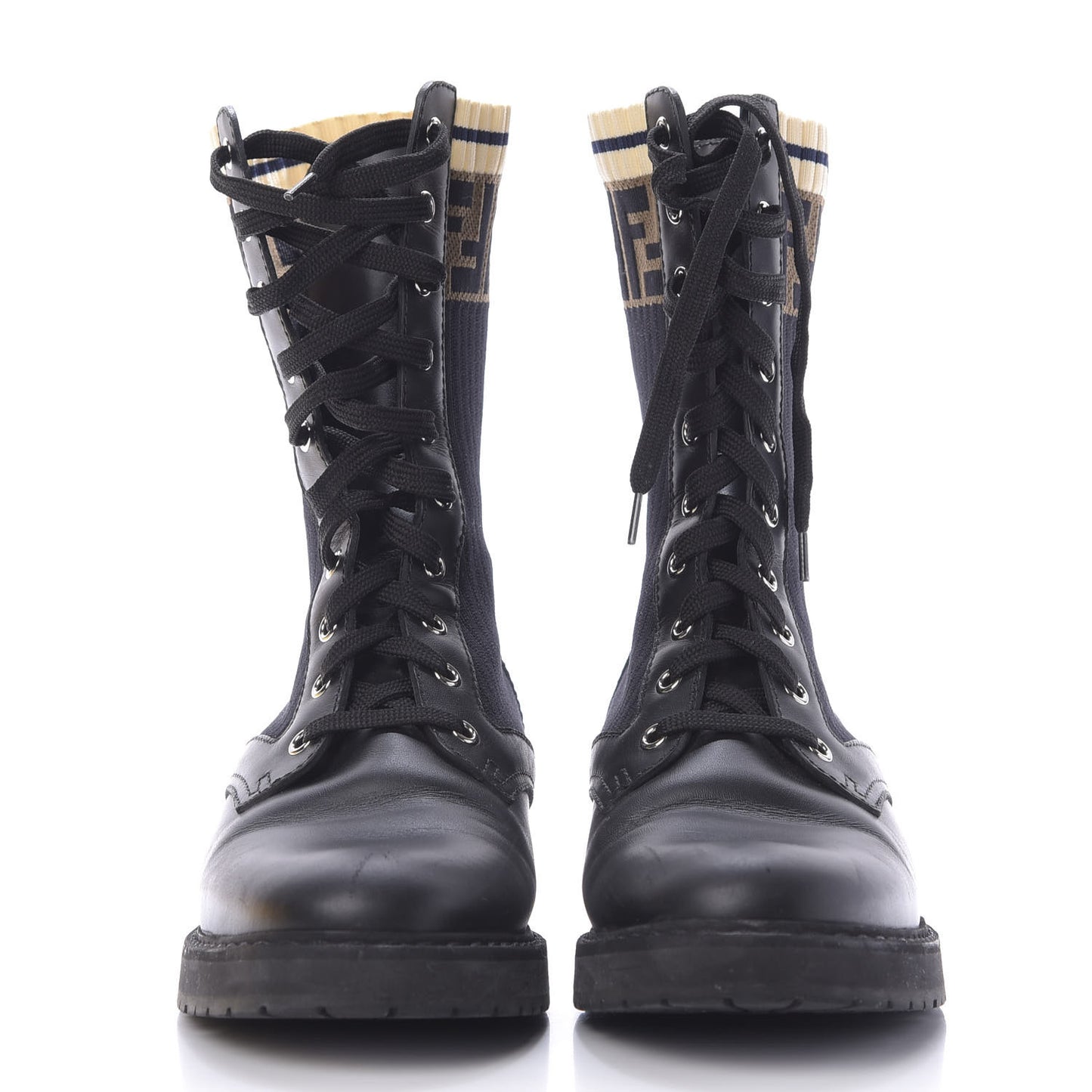 Calfskin Stretch Fabric Rockoko Biker Boots 39 Tobacco Black Marino