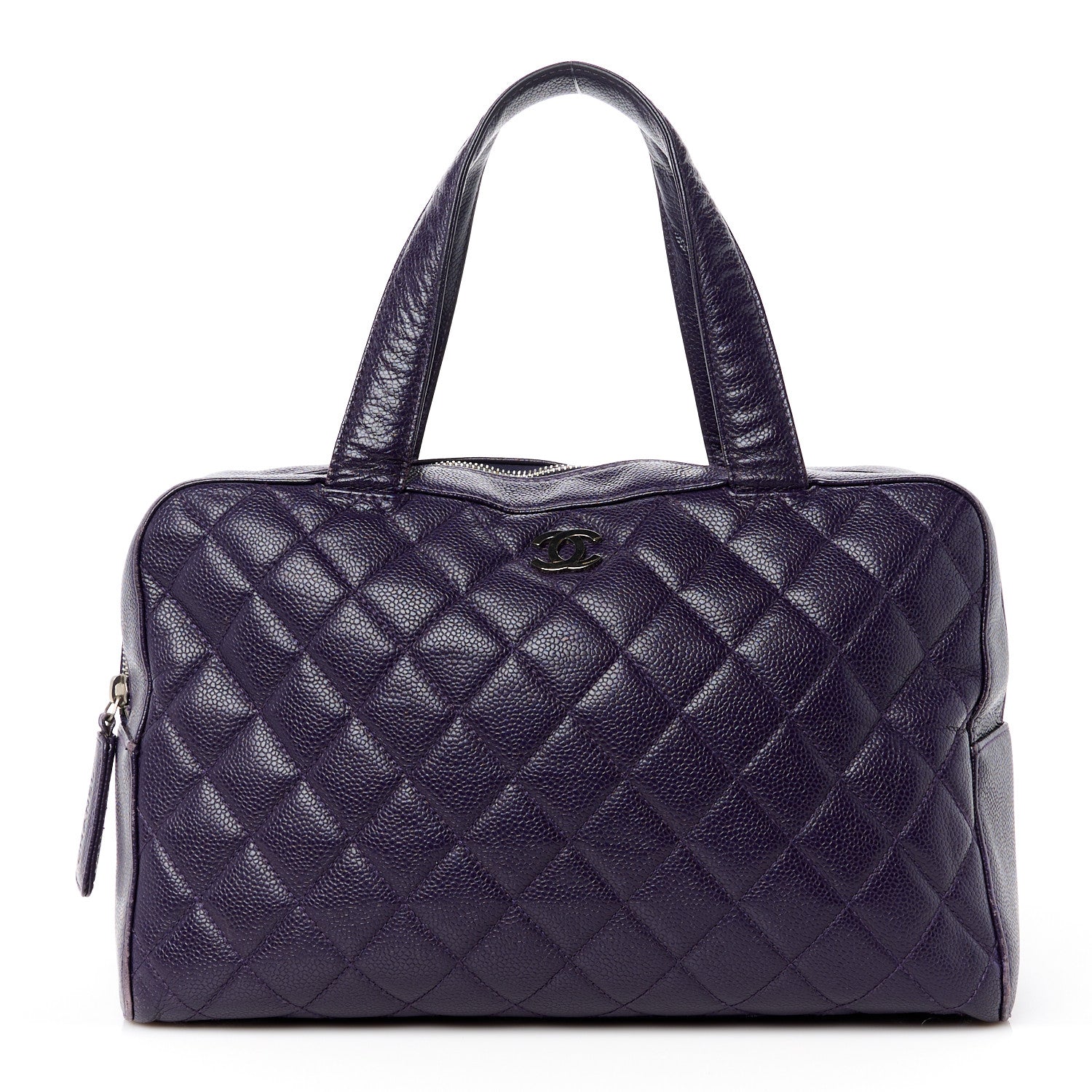 Chanel Caviar Quilted Bowler Dark Purple 1 of 12