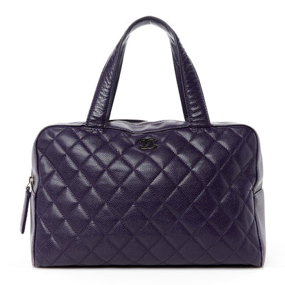 Chanel Caviar Quilted Bowler Dark Purple 1 of 12