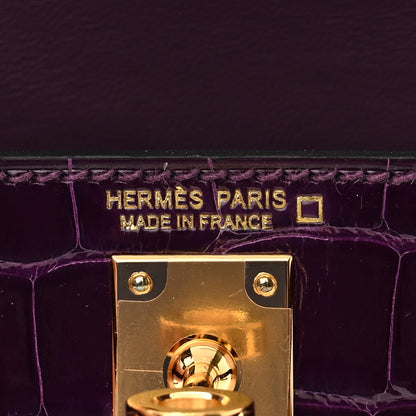 Hermes Shiny Alligator Mini Kelly Sellier 20 Cassis 6 of 10