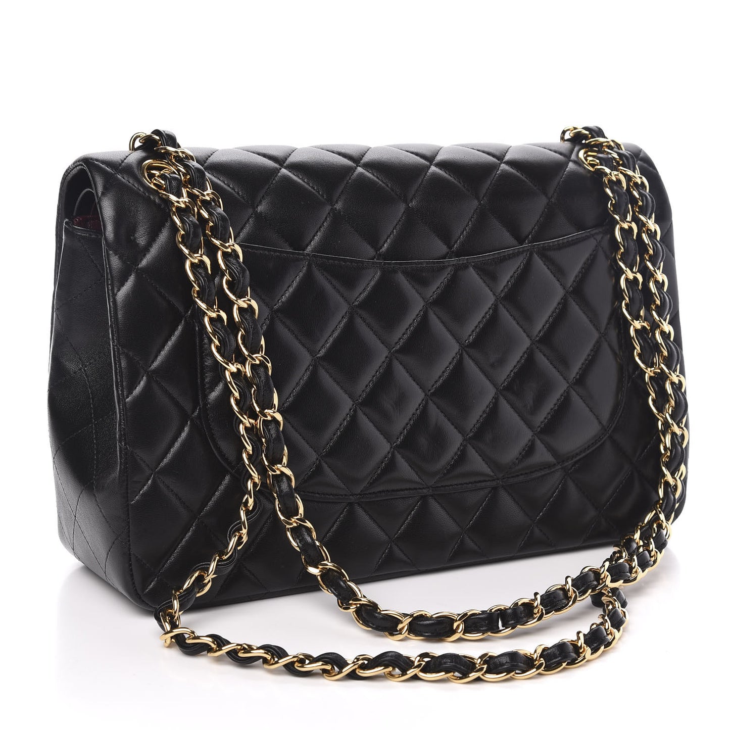 Lambskin Quilted Jumbo Double Flap Black