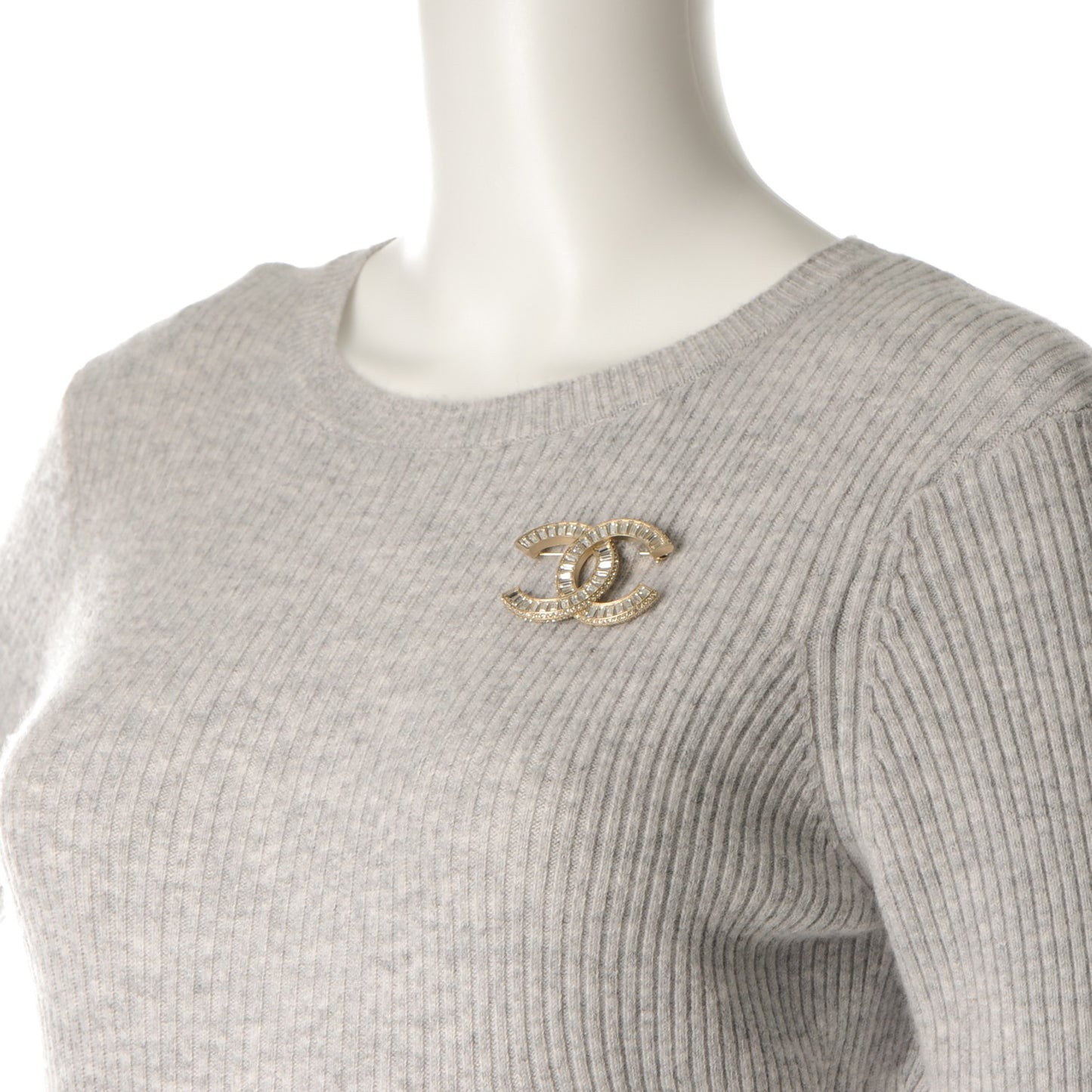 Baguette Crystal CC Brooch Light Gold