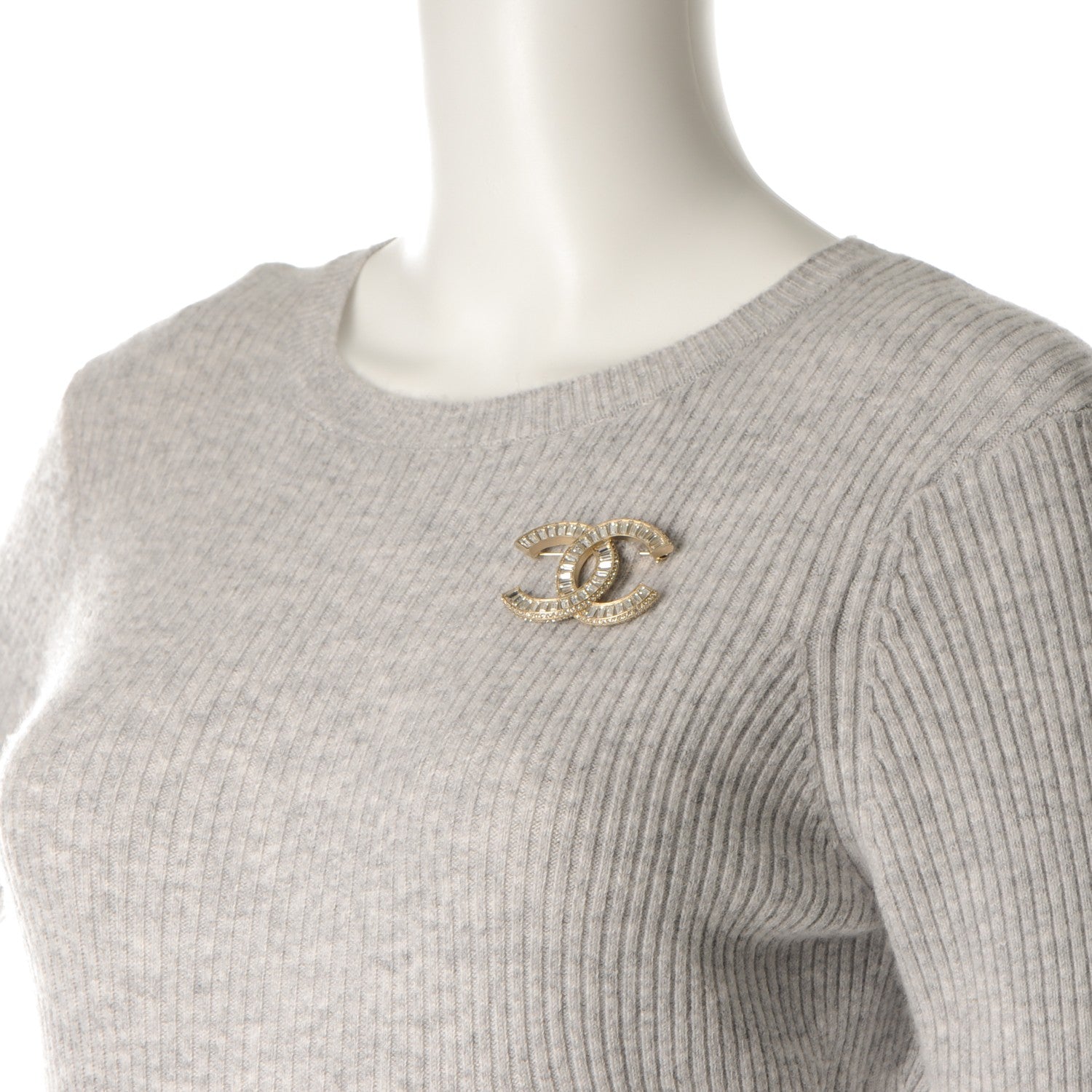 Chanel Baguette Crystal CC Brooch Light Gold 2 of 4