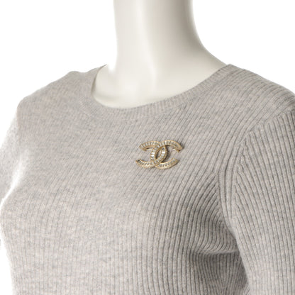 Chanel Baguette Crystal CC Brooch Light Gold 2 of 4