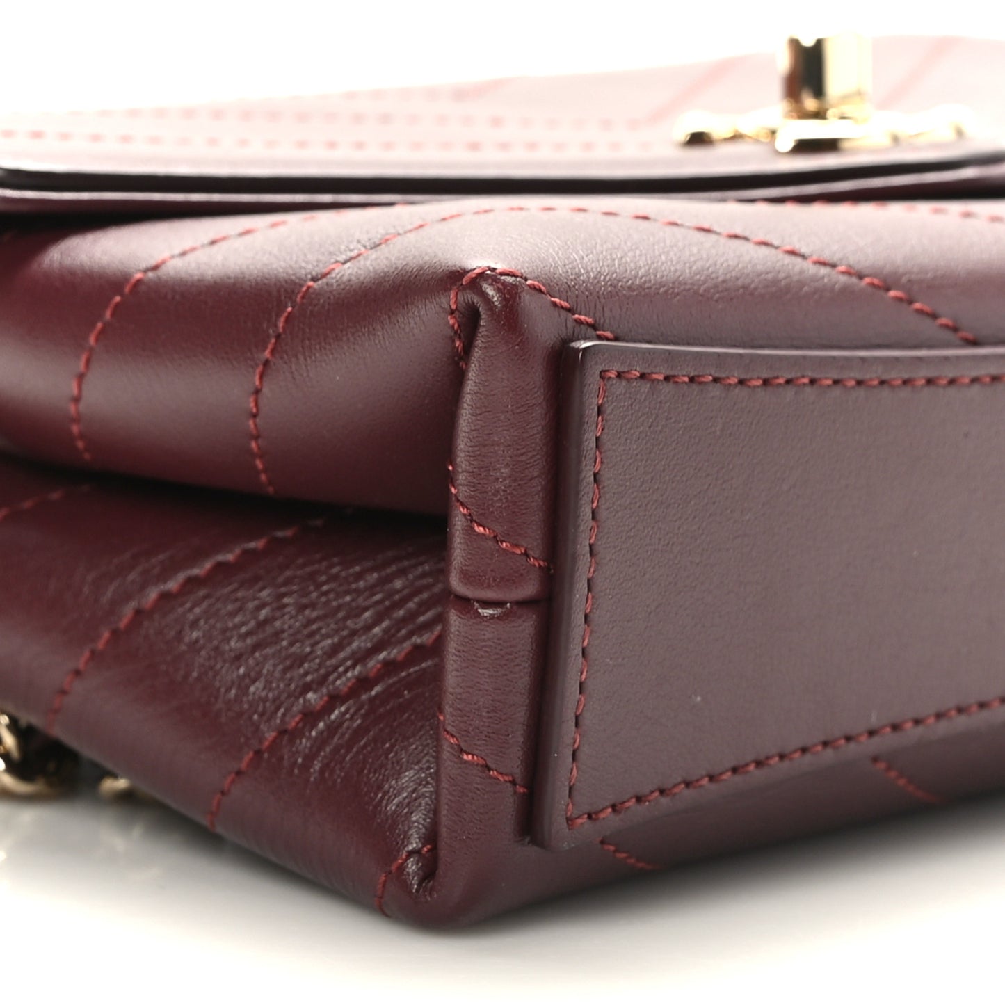 Calfskin Chevron Stitched Coco Waist Bag Dark Red