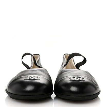 Chanel Lambskin Cap Toe CC Mary Jane Flats 40 Black 3 of 10