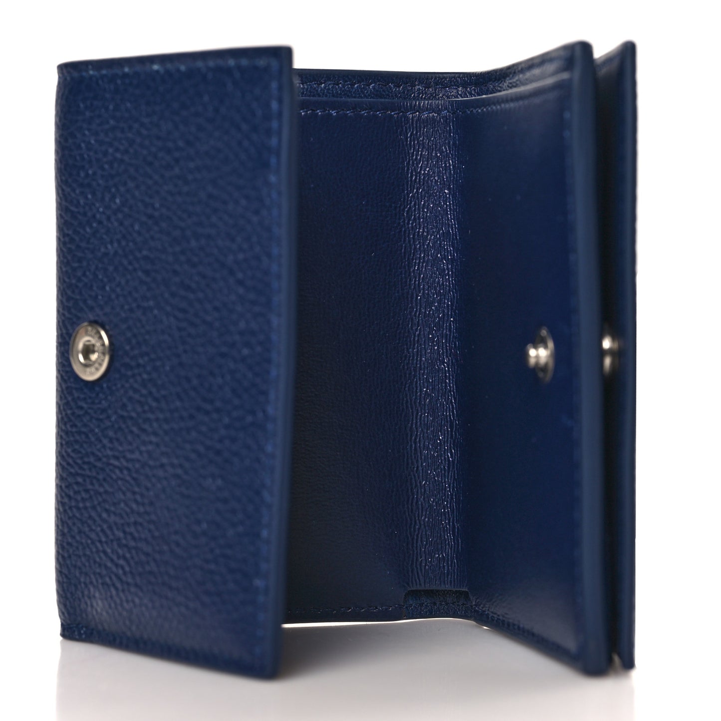 Grained Calfskin Men's Mini B Trifold Wallet Navy