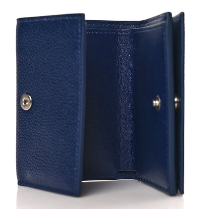 Balenciaga Grained Calfskin Men's Mini B Trifold Wallet Navy 5 of 7