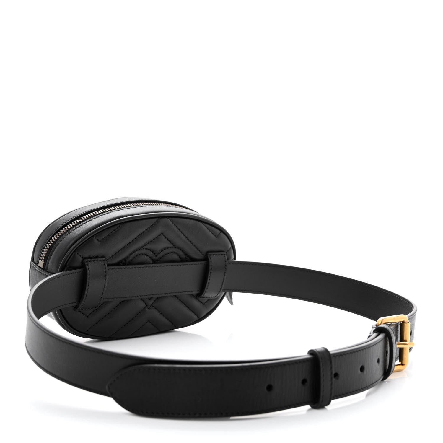 Gucci Calfskin Matelasse GG Marmont Belt Bag 95 38 Black 3 of 12