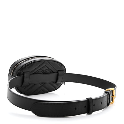 Gucci Calfskin Matelasse GG Marmont Belt Bag 95 38 Black 3 of 12