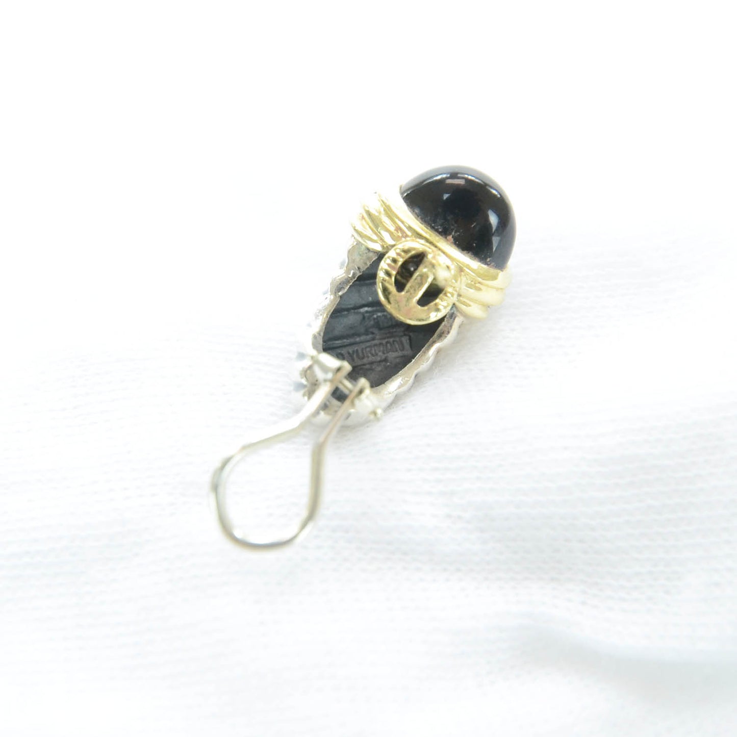 Sterling Silver and 18k Diamond Onyx Albion Cable Twist Earrings