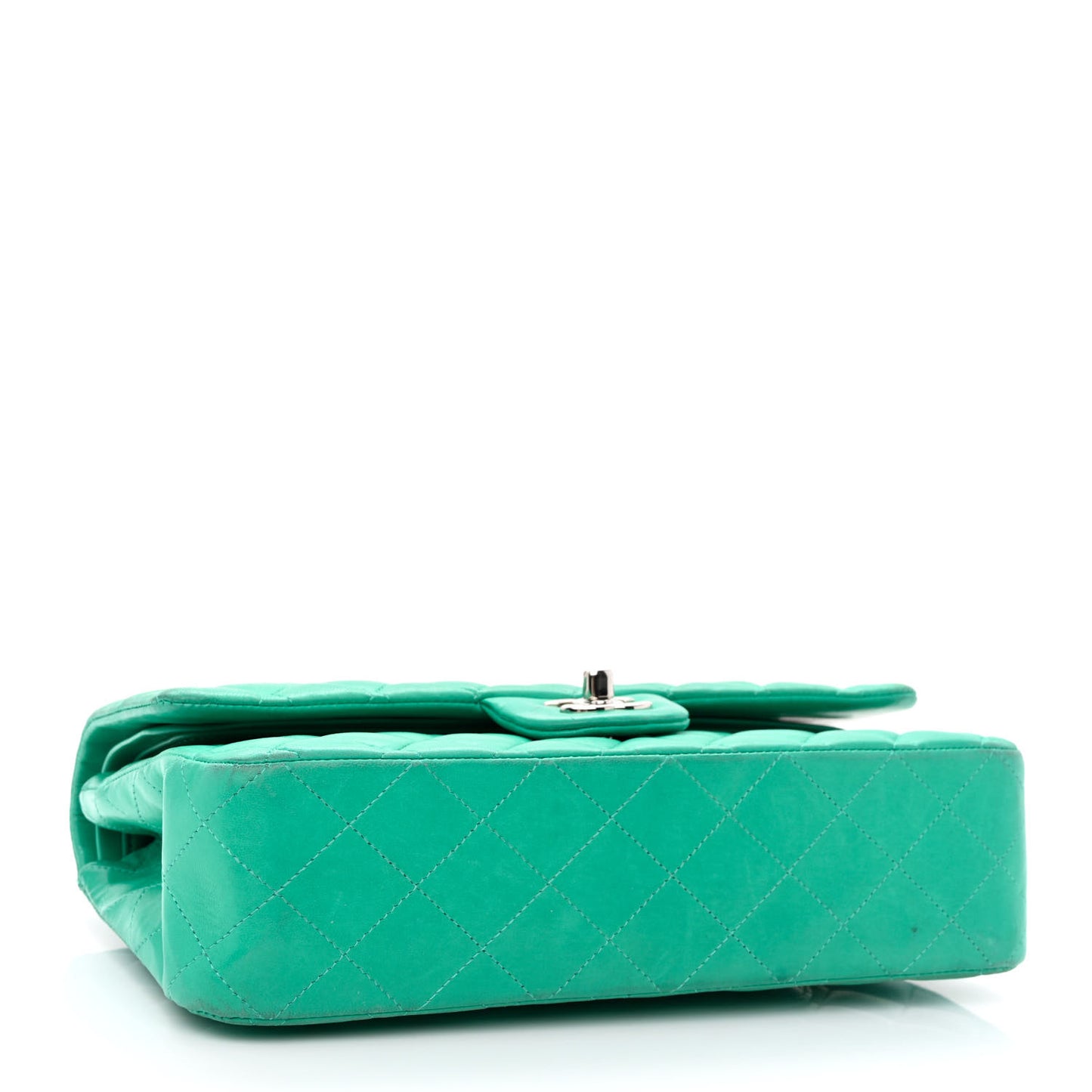 Lambskin Quilted Medium Double Flap Green