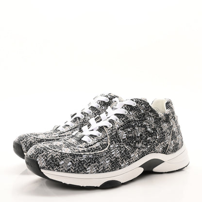 Chanel Tweed Mens CC Sneakers 43 Grey Black 4 of 9