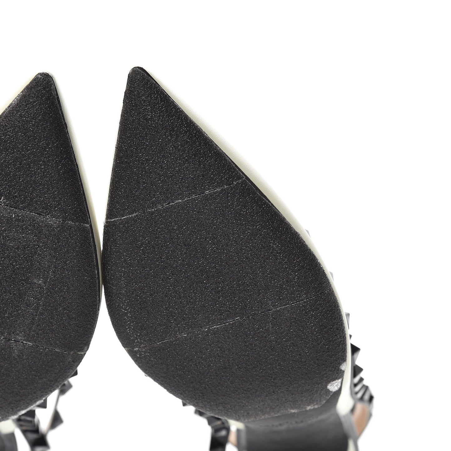 Nappa Rockstud Ankle Strap 100mm Pumps 40 Light Ivory Black
