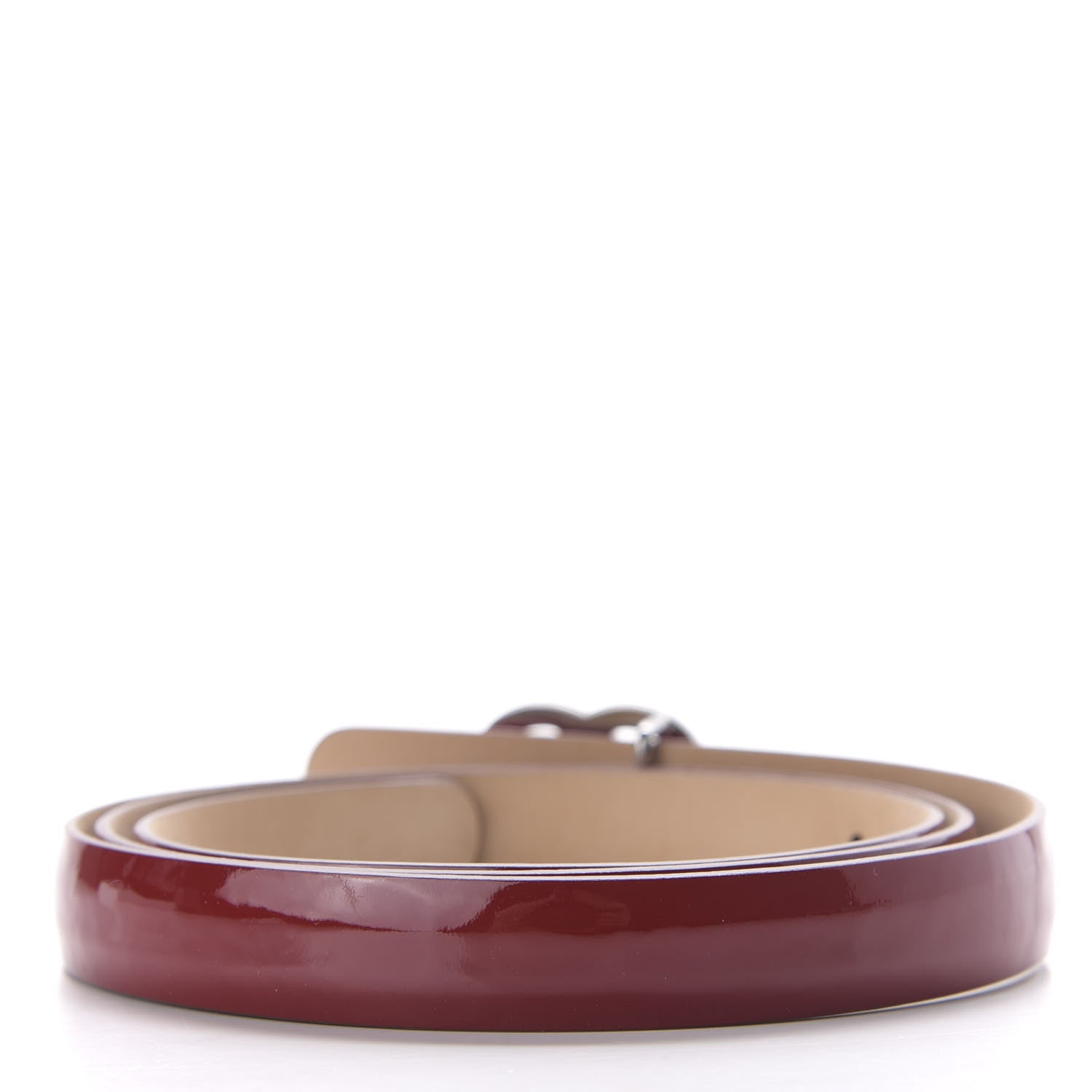 Chanel Patent Calfskin CC Logo Skinny Belt 80 32 Red 2 of 5