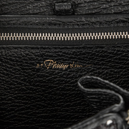 3.1 Phillip Lim 3.1 Textured Calfskin Woven Panel Mini Pashli Satchel Black Silver 6 of 8