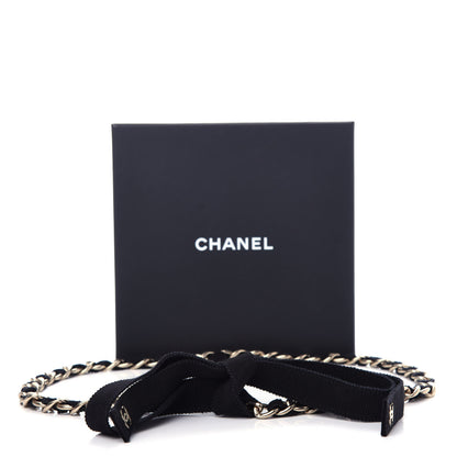 Chanel Grosgrain Chain CC Bow Belt Black Gold 4 of 4