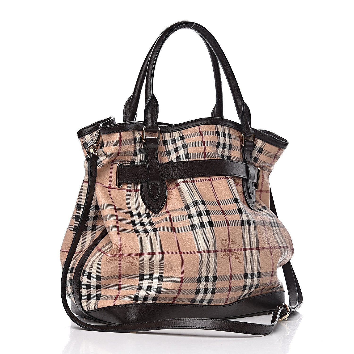 Burberry Haymarket Check Medium Golderton Tote Chocolate 3 of 11