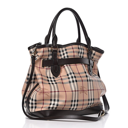 Burberry Haymarket Check Medium Golderton Tote Chocolate 3 of 11