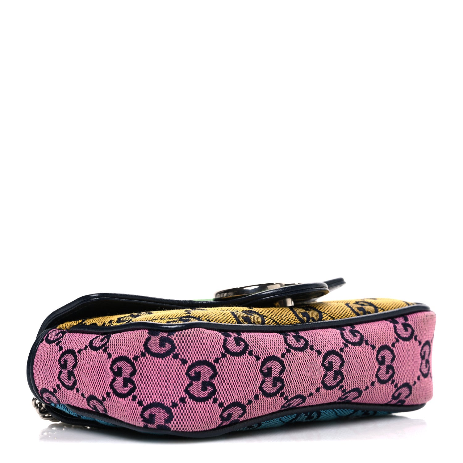 Gucci Monogram Multicolor Matelasse Diagonal Super Mini GG Marmont Shoulder Bag Green Blue Yellow Light Blue Pink 3 of 10