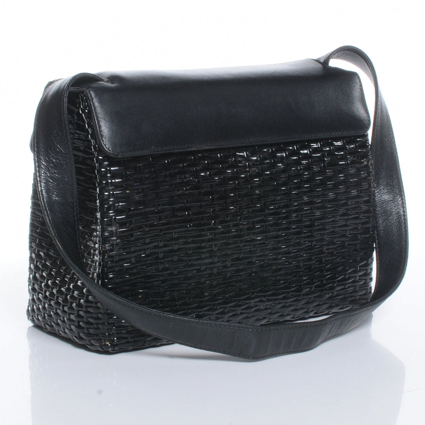 Straw Bag Tortoise CC Lock Black